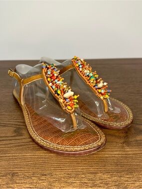 Sam Edelman Gabrielle Beaded Thong Sandals Size 7
